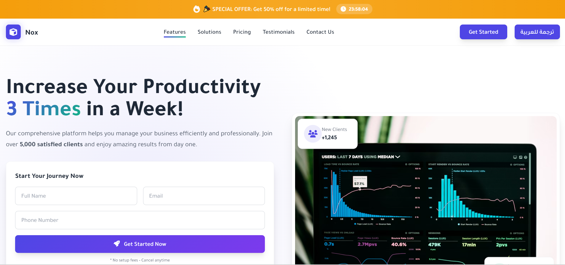 Nox Landing Page - Modern Business Landing Page